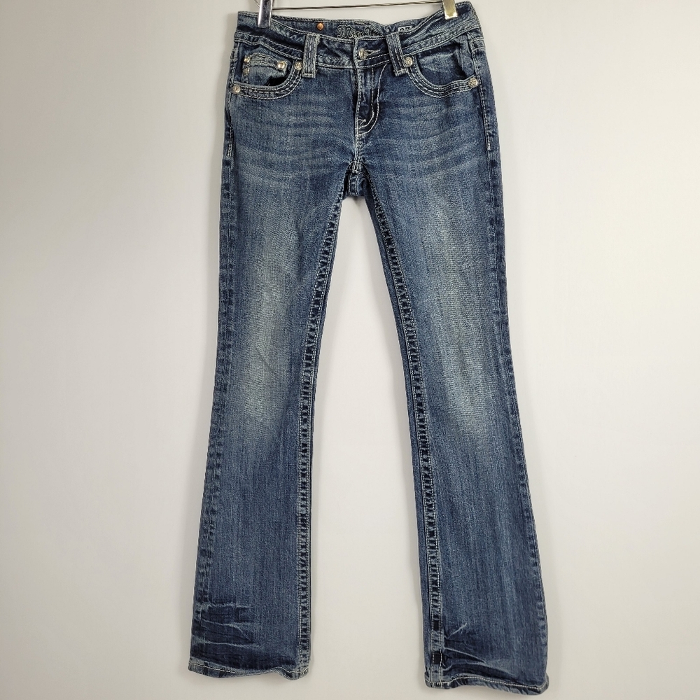 Miss Me embroidered Sequin Rhinestone Bootcut Jeans Size 27